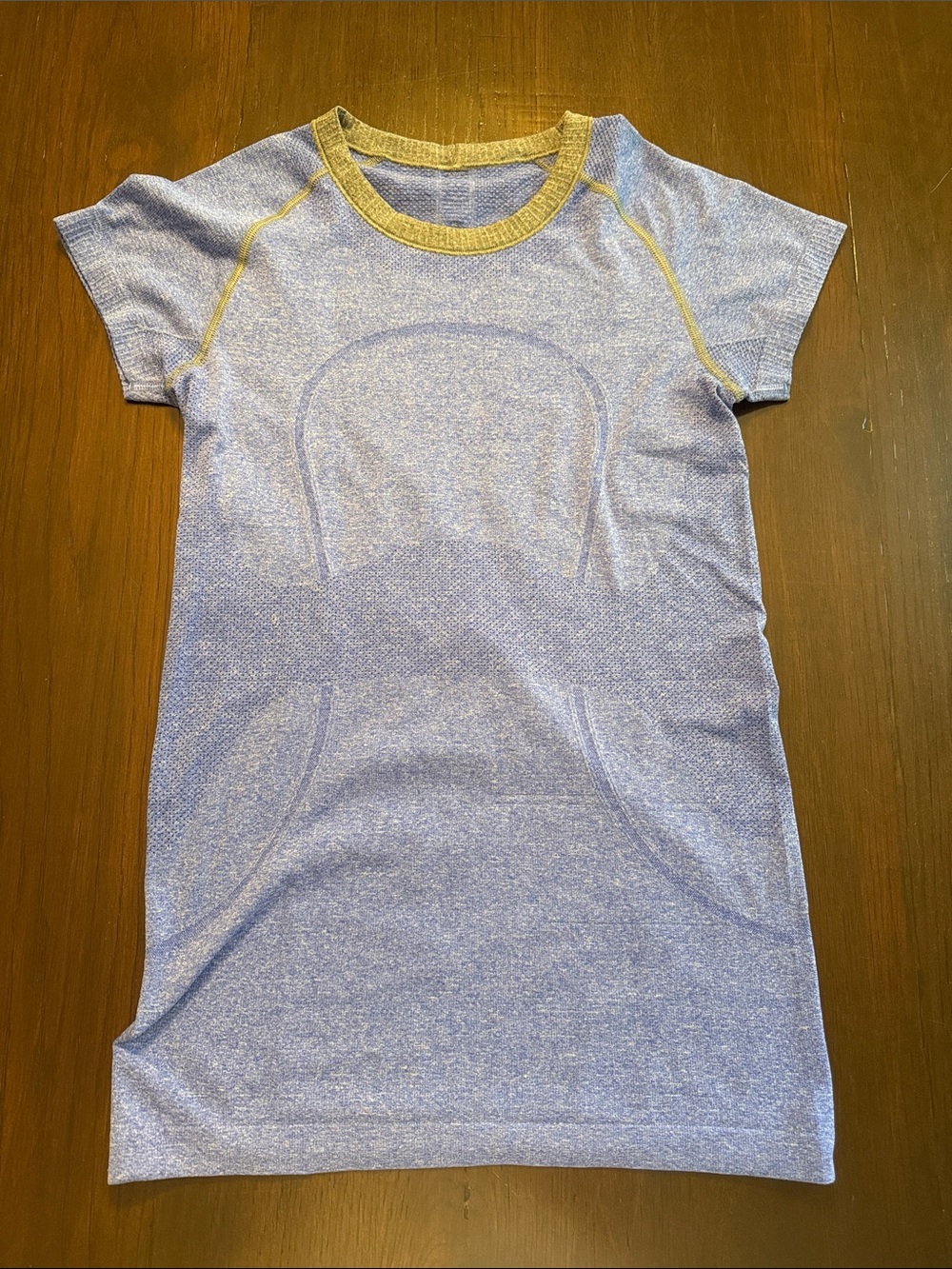 lululemon athletica Women’s Heathered Blue Short-Sleeve Tee with Gray Trim
